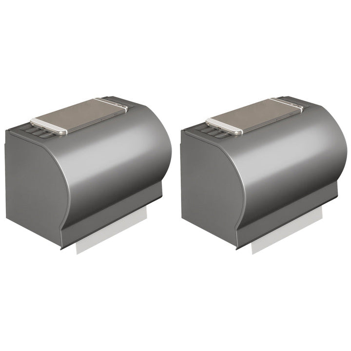 Lisslune | Gray Aluminum Bathroom Accessory Set Contemporary Bath Shelf