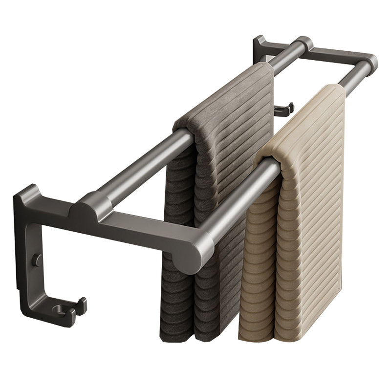 Lisslune | Gray Aluminum Bathroom Accessory Set Contemporary Bath Shelf