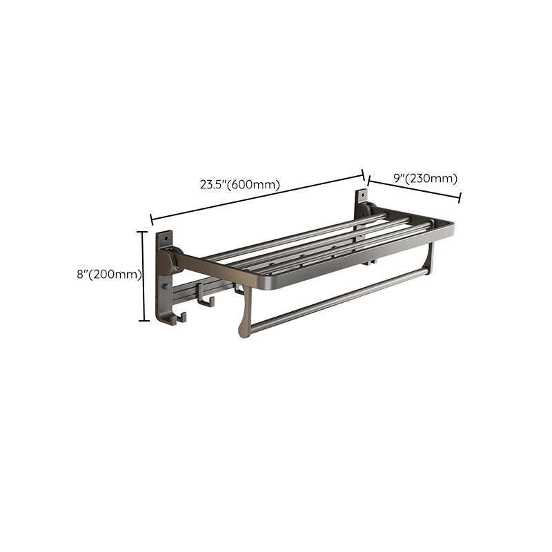 Lisslune | Gray Aluminum Bathroom Accessory Set Contemporary Bath Shelf