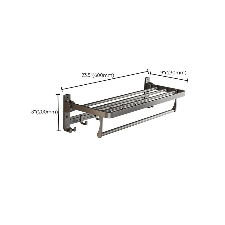 Lisslune | Gray Aluminum Bathroom Accessory Set Contemporary Bath Shelf