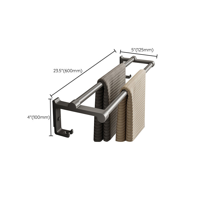 Lisslune | Gray Aluminum Bathroom Accessory Set Contemporary Bath Shelf