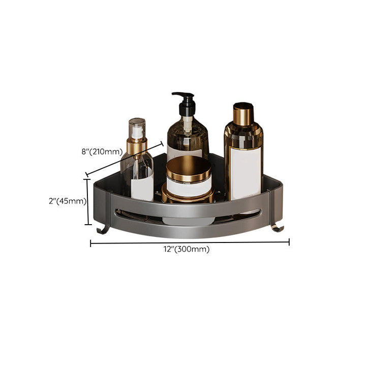 Lisslune | Gray Aluminum Bathroom Accessory Set Contemporary Bath Shelf