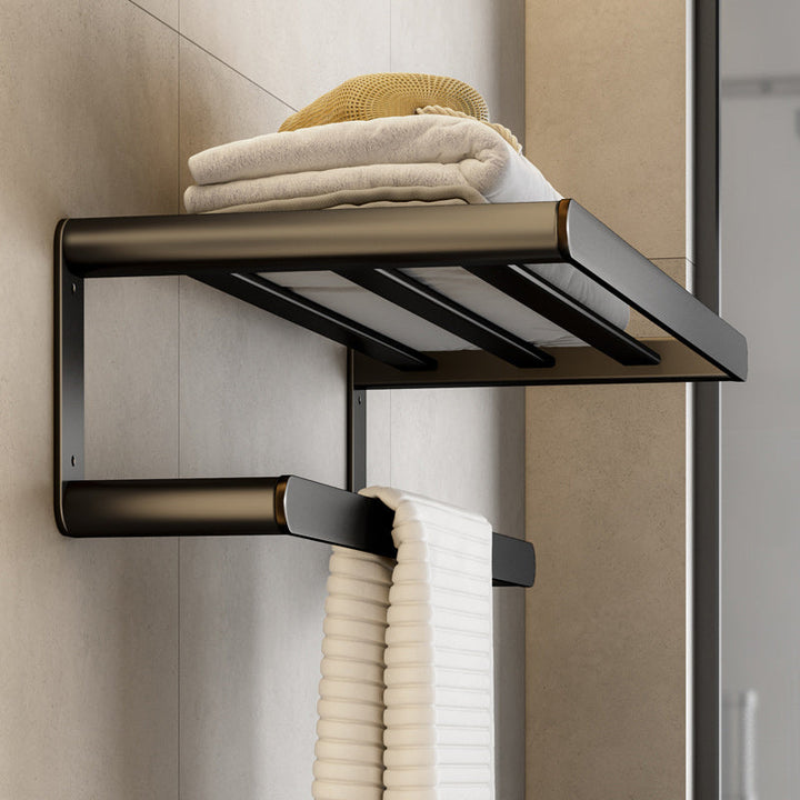Lisslune | Modern Bathroom Accessory Set Black Towel Bar Bathroom Shelf Bathroom Accessory Set