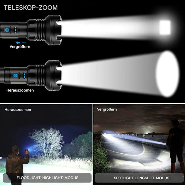 Lisslune | Tactical Flashlight – LED Flashlight with Zoom & Power Bank Function
