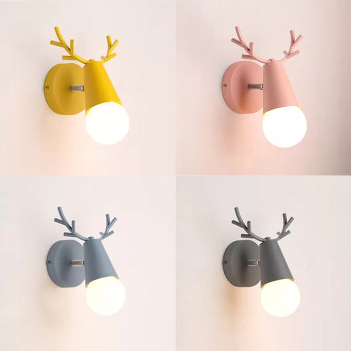 Skørter | Metal Cone Wall Lamp with Antlers 1 Light Nordic Stylish Wall Lamp for Nightstand