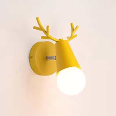 Skørter | Metal Cone Wall Lamp with Antlers 1 Light Nordic Stylish Wall Lamp for Nightstand