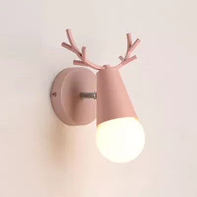 Skørter | Metal Cone Wall Lamp with Antlers 1 Light Nordic Stylish Wall Lamp for Nightstand