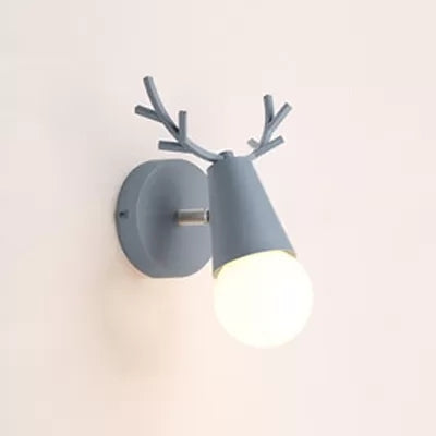 Skørter | Metal Cone Wall Lamp with Antlers 1 Light Nordic Stylish Wall Lamp for Nightstand