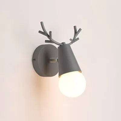 Skørter | Metal Cone Wall Lamp with Antlers 1 Light Nordic Stylish Wall Lamp for Nightstand