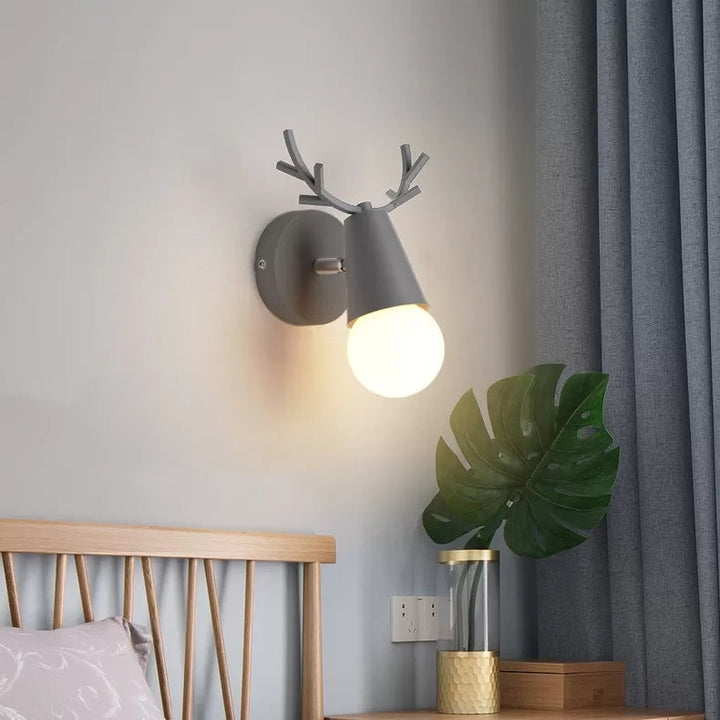 Skørter | Metal Cone Wall Lamp with Antlers 1 Light Nordic Stylish Wall Lamp for Nightstand