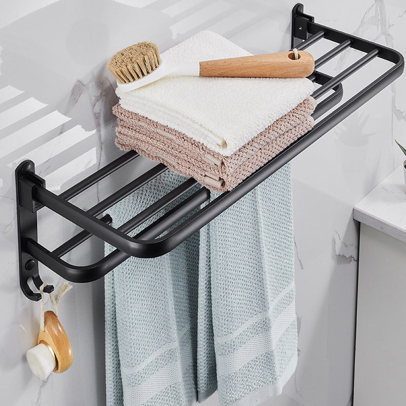 Lisslune | Modern Aluminum Bathroom Accessory Set Matte Black Bathroom Shelf/Towel Holder/Paper Holder