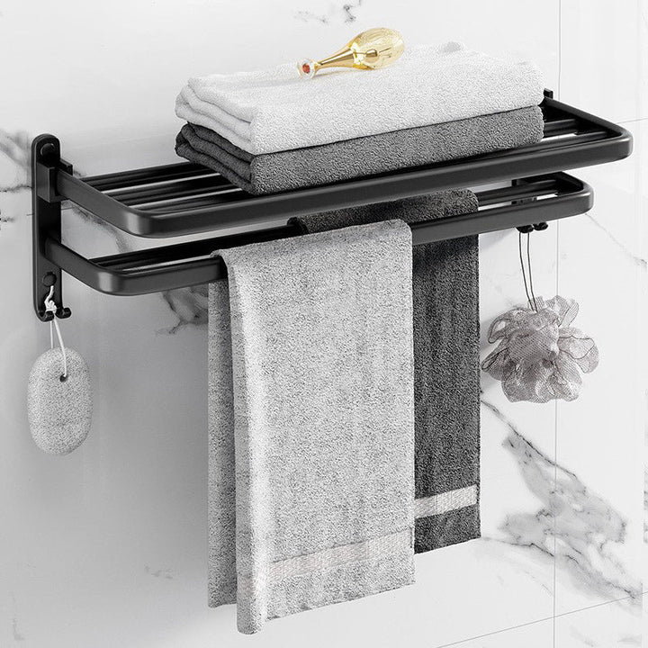 Lisslune | Modern Aluminum Bathroom Accessory Set Matte Black Bathroom Shelf/Towel Holder/Paper Holder