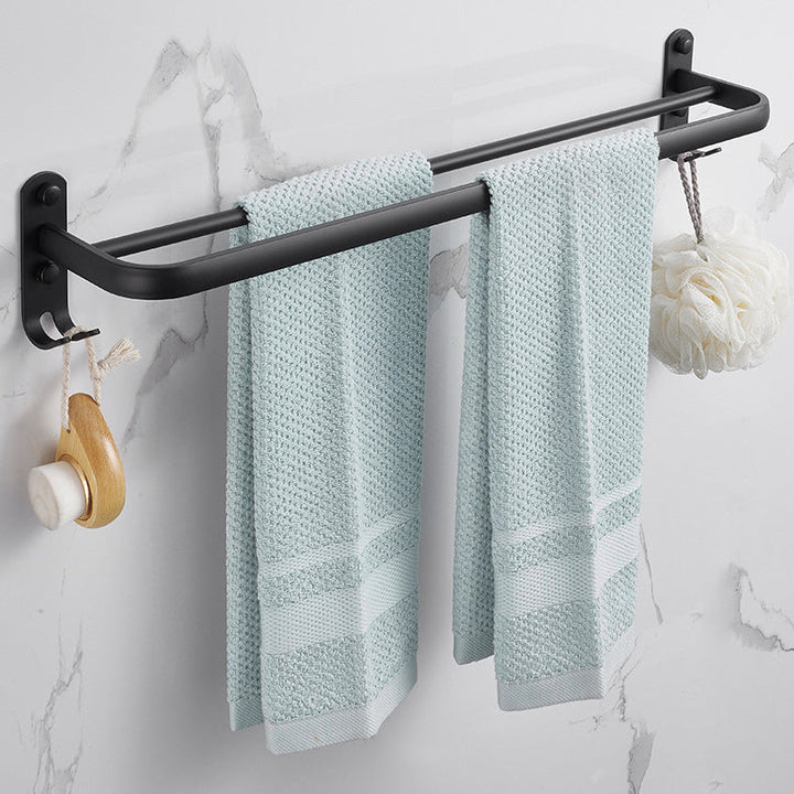 Lisslune | Modern Aluminum Bathroom Accessory Set Matte Black Bathroom Shelf/Towel Holder/Paper Holder