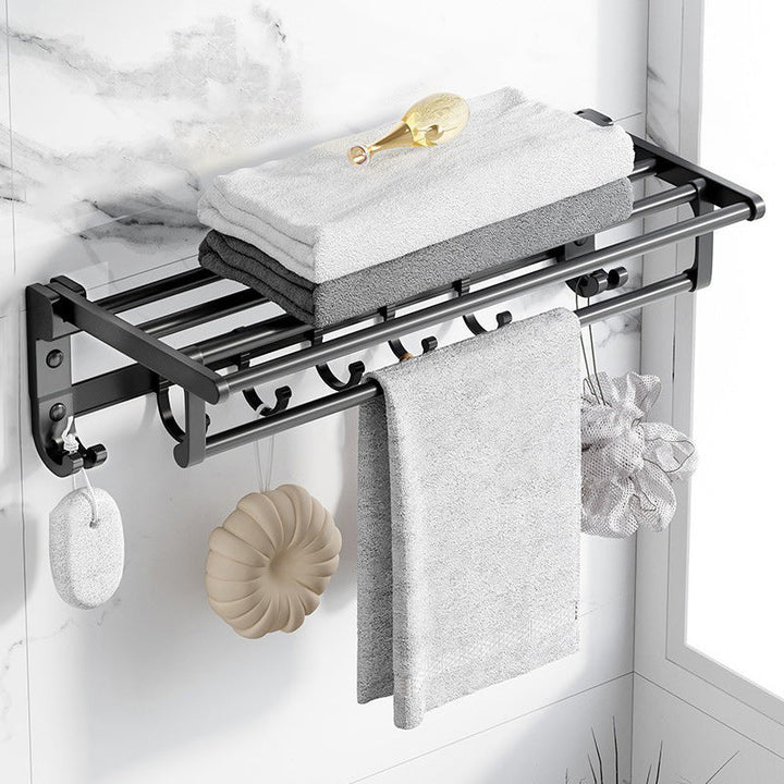 Lisslune | Modern Aluminum Bathroom Accessory Set Matte Black Bathroom Shelf/Towel Holder/Paper Holder