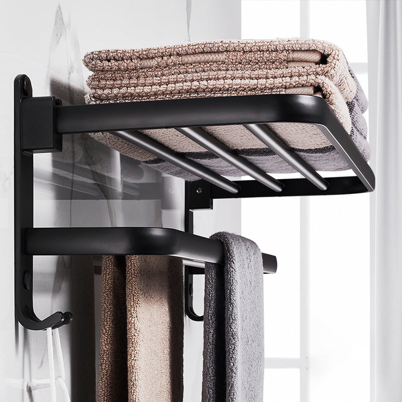 Lisslune | Modern Aluminum Bathroom Accessory Set Matte Black Bathroom Shelf/Towel Holder/Paper Holder