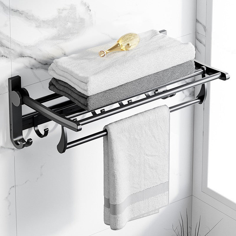 Lisslune | Modern Aluminum Bathroom Accessory Set Matte Black Bathroom Shelf/Towel Holder/Paper Holder