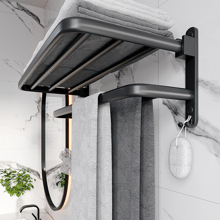 Lisslune | Modern Aluminum Bathroom Accessory Set Matte Black Bathroom Shelf/Towel Holder/Paper Holder