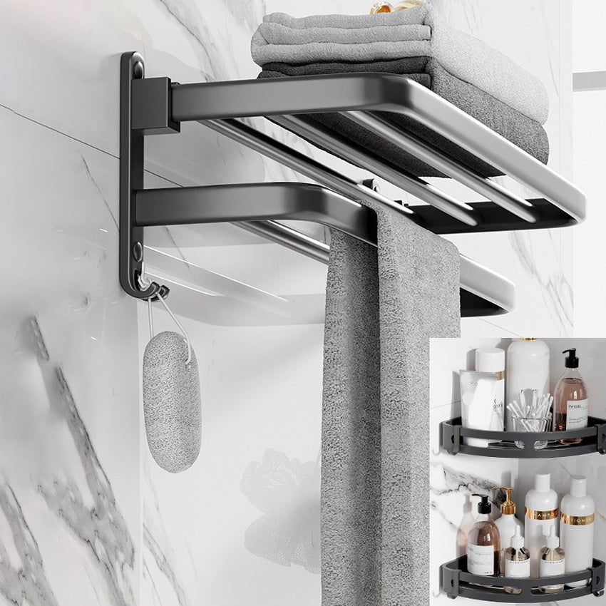 Lisslune | Modern Aluminum Bathroom Accessory Set Matte Black Bathroom Shelf/Towel Holder/Paper Holder