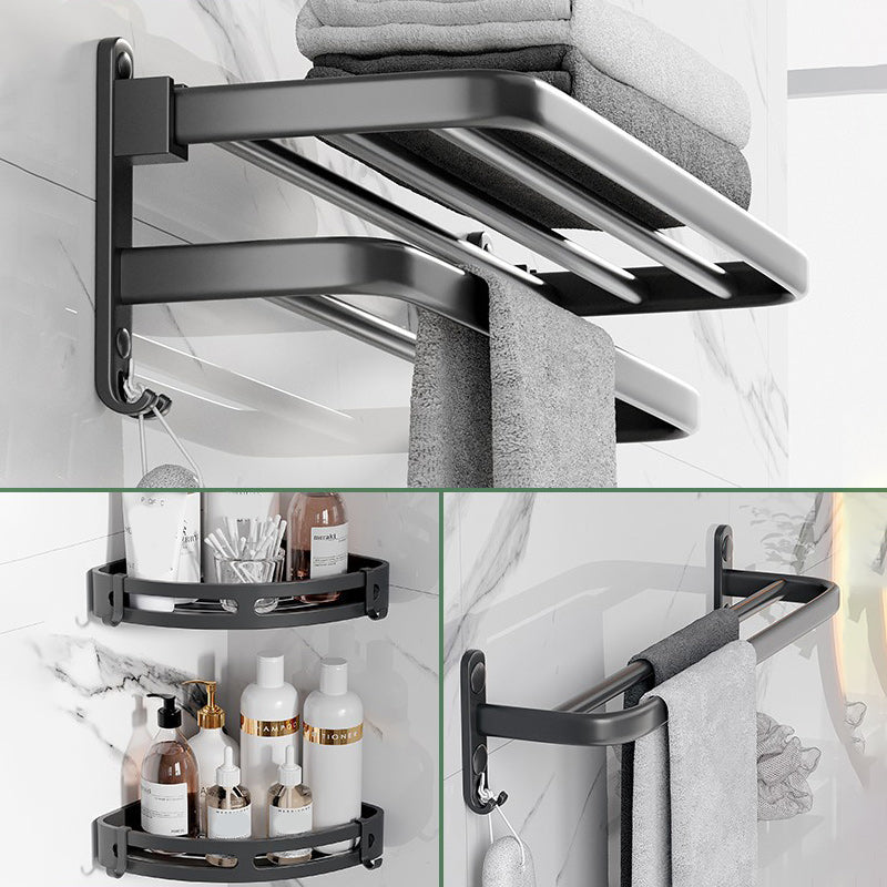 Lisslune | Modern Aluminum Bathroom Accessory Set Matte Black Bathroom Shelf/Towel Holder/Paper Holder