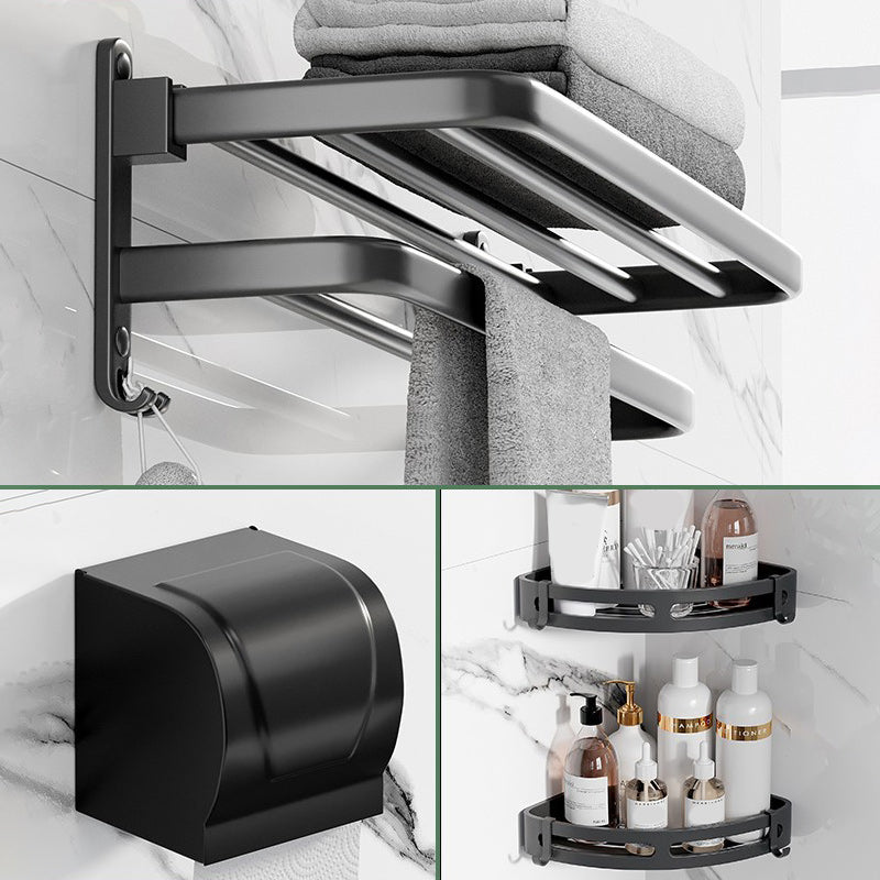 Lisslune | Modern Aluminum Bathroom Accessory Set Matte Black Bathroom Shelf/Towel Holder/Paper Holder