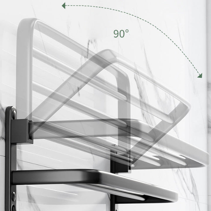 Lisslune | Modern Aluminum Bathroom Accessory Set Matte Black Bathroom Shelf/Towel Holder/Paper Holder