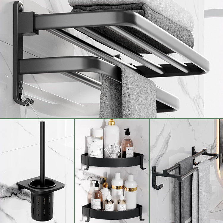 Lisslune | Modern Aluminum Bathroom Accessory Set Matte Black Bathroom Shelf/Towel Holder/Paper Holder