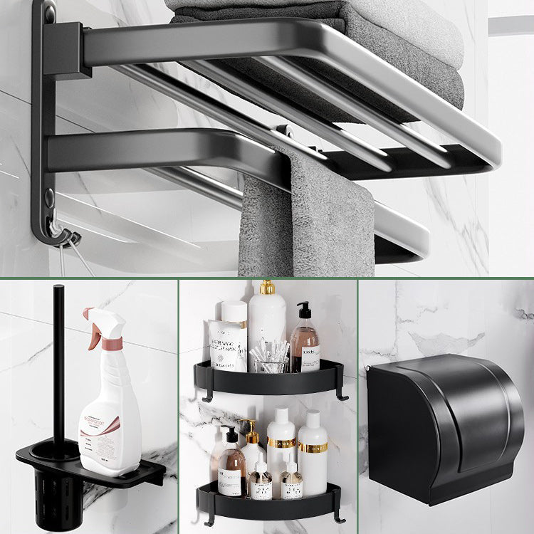 Lisslune | Modern Aluminum Bathroom Accessory Set Matte Black Bathroom Shelf/Towel Holder/Paper Holder