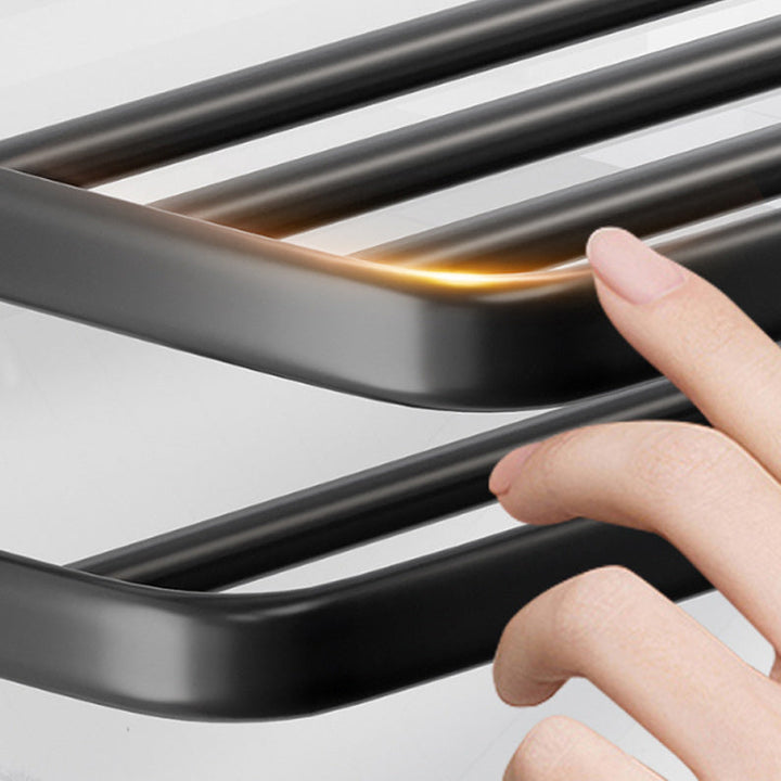 Lisslune | Modern Aluminum Bathroom Accessory Set Matte Black Bathroom Shelf/Towel Holder/Paper Holder