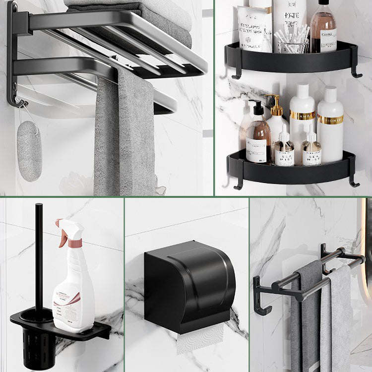 Lisslune | Modern Aluminum Bathroom Accessory Set Matte Black Bathroom Shelf/Towel Holder/Paper Holder