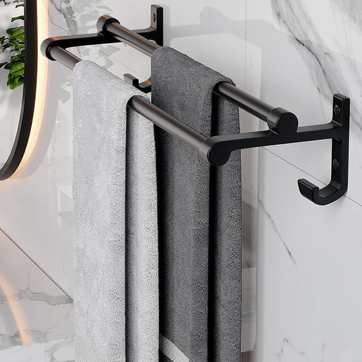 Lisslune | Modern Aluminum Bathroom Accessory Set Matte Black Bathroom Shelf/Towel Holder/Paper Holder