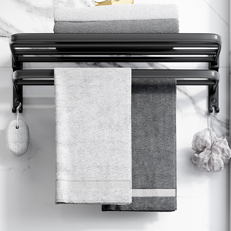 Lisslune | Modern Aluminum Bathroom Accessory Set Matte Black Bathroom Shelf/Towel Holder/Paper Holder