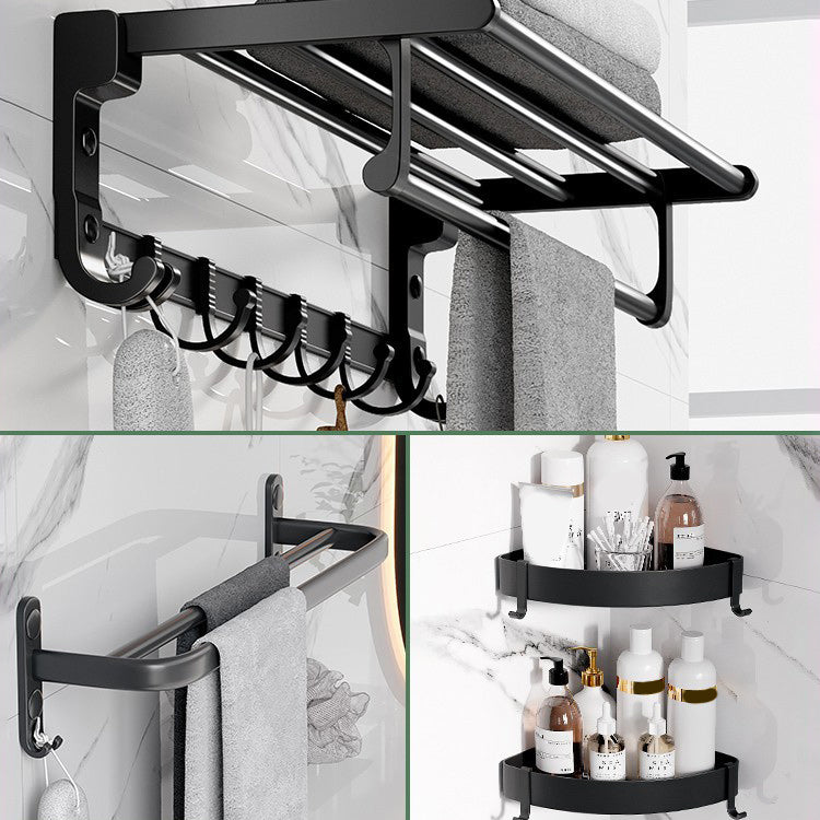 Lisslune | Modern Aluminum Bathroom Accessory Set Matte Black Bathroom Shelf/Towel Holder/Paper Holder