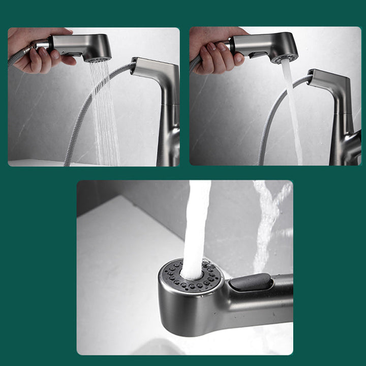Lisslune | Extendable Vessel Water Tap Modern Sink Faucet with a Lever Handle
