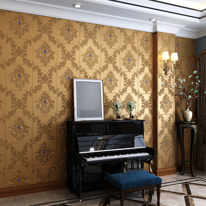 Lisslune | Glam Style Foam Wall Panel Living Room 3D Embossed Waterproof Wall Panel