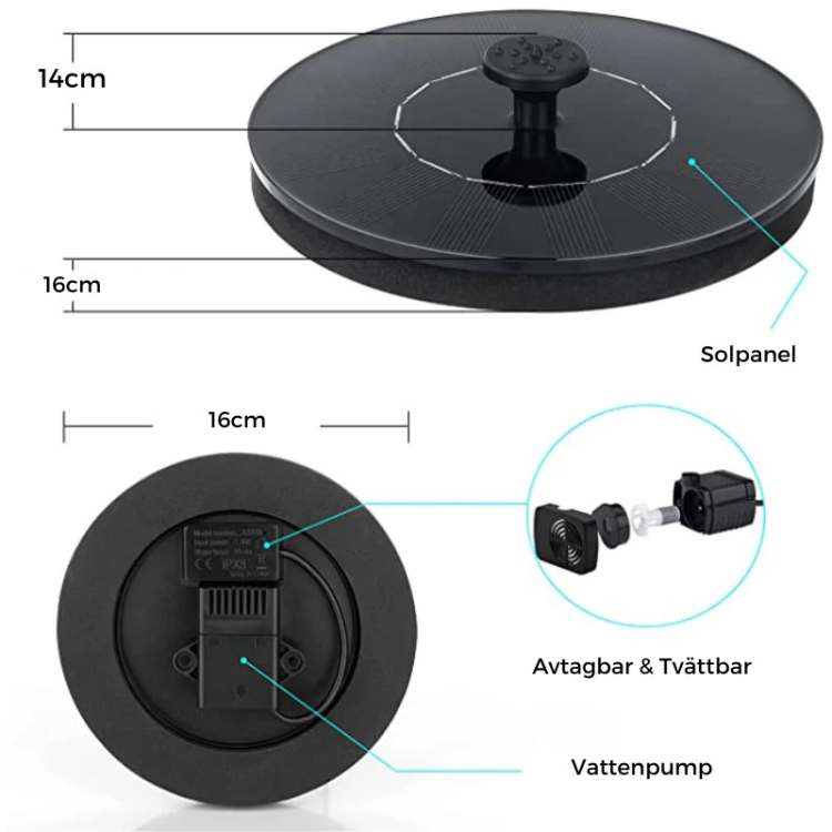 Lisslune | Solar-Powered Dancing Water Fountain with LED Lights for Garden, Patio, and Outdoor Decor