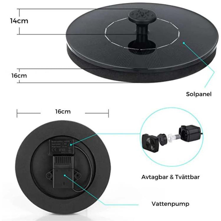 Lisslune | Solar-Powered Dancing Water Fountain with LED Lights for Garden, Patio, and Outdoor Decor