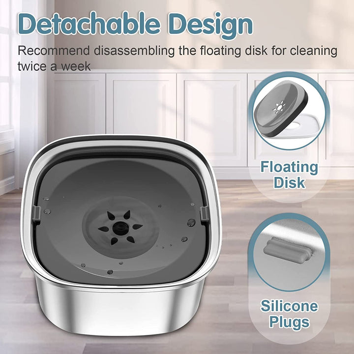 Lisslune | AquaLux | Stainless Steel Floating Water Bowl for Pets | Large Capacity | Stylish Design