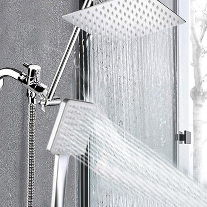 Lisslune | Contemporary Shower Combination Dual Shower Head Ceiling Mounted Metal Square Shower Head