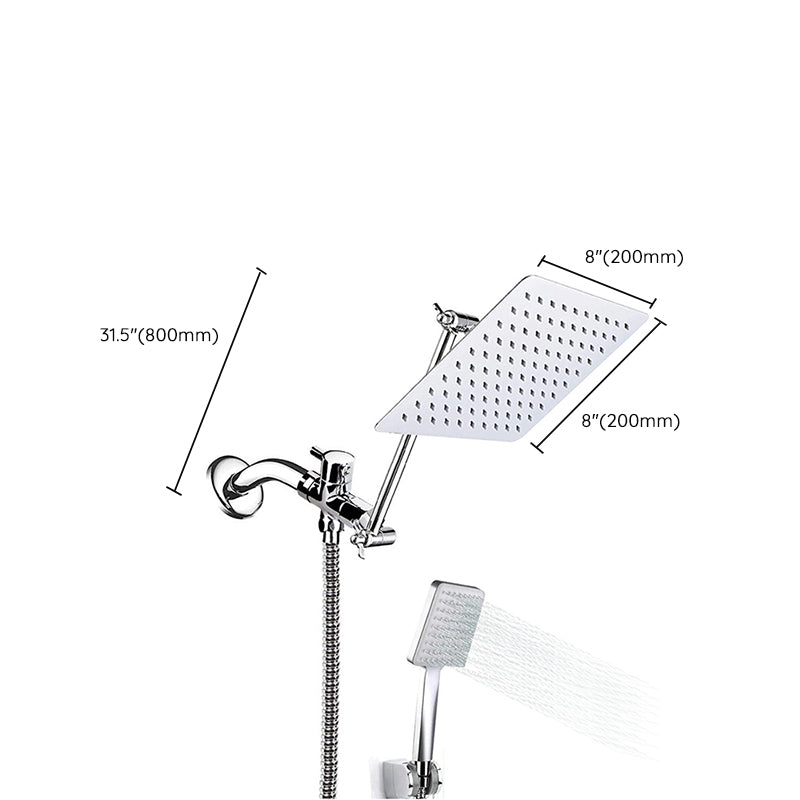 Lisslune | Contemporary Shower Combination Dual Shower Head Ceiling Mounted Metal Square Shower Head