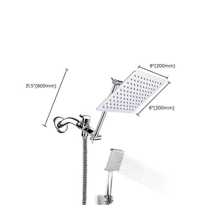 Lisslune | Contemporary Shower Combination Dual Shower Head Ceiling Mounted Metal Square Shower Head