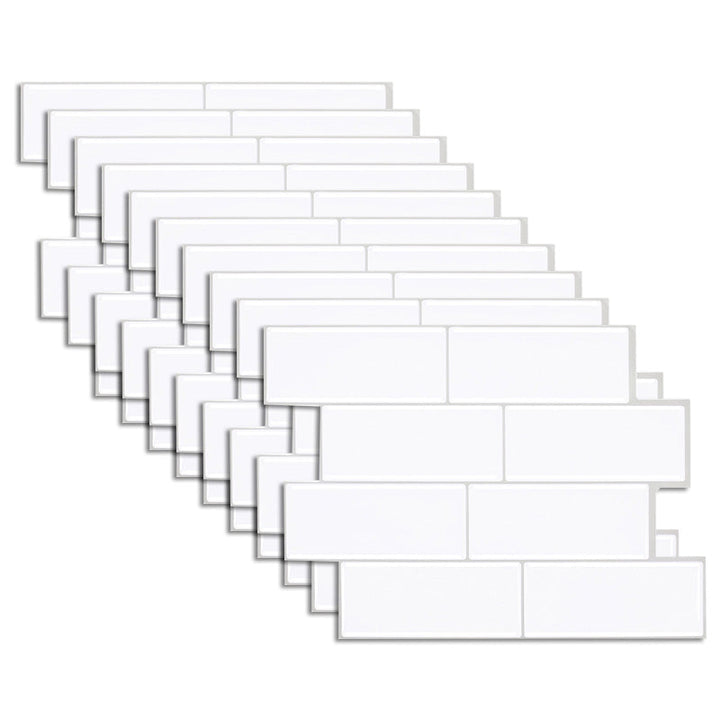 Lisslune | Peel and Stick Tiles Rectangle PVC Waterproof Peel and Stick Tiles Subway 10-Pack
