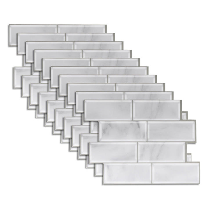 Lisslune | Peel and Stick Tiles Rectangle PVC Waterproof Peel and Stick Tiles Subway 10-Pack