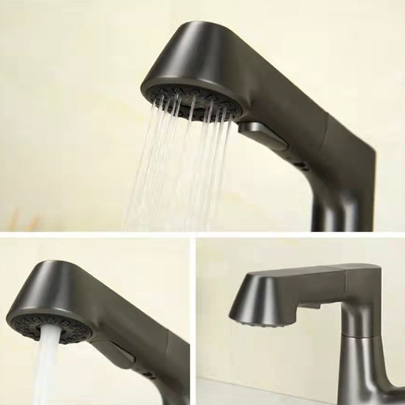 Lisslune | Centered Sink Faucet Contemporary Pull-Down Faucet with Single-Lever Operation