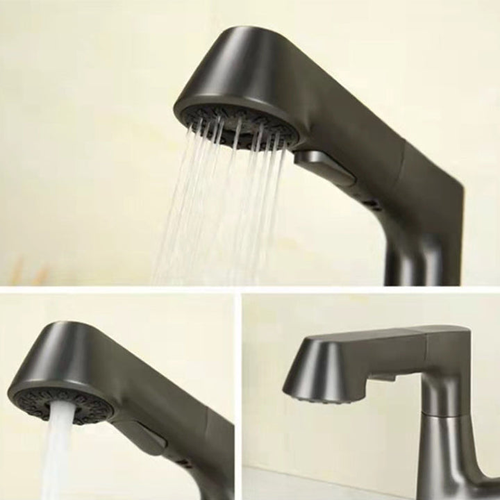 Lisslune | Centered Sink Faucet Contemporary Pull-Down Faucet with Single-Lever Operation