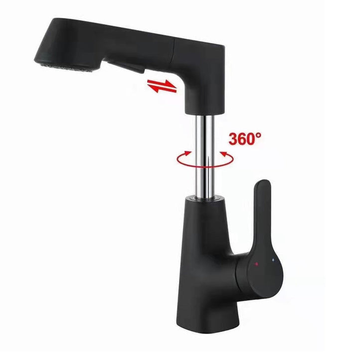 Lisslune | Centered Sink Faucet Contemporary Pull-Down Faucet with Single-Lever Operation