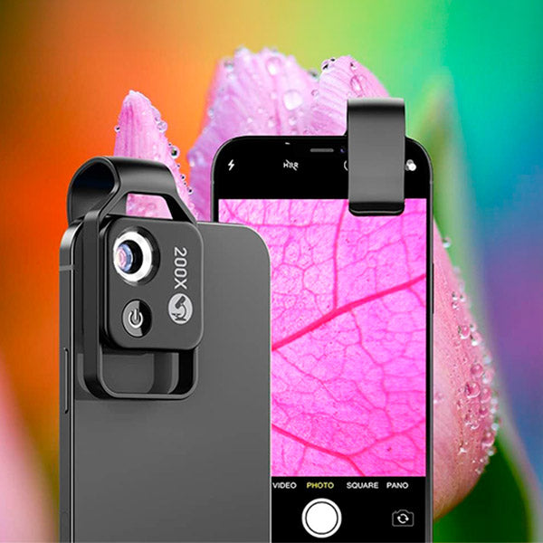 Lisslune | MicroZoom Clip-On Phone Microscope – 200x Magnification Lens with LED Light