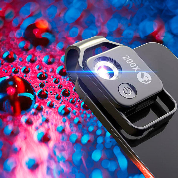Lisslune | MicroZoom Clip-On Phone Microscope – 200x Magnification Lens with LED Light