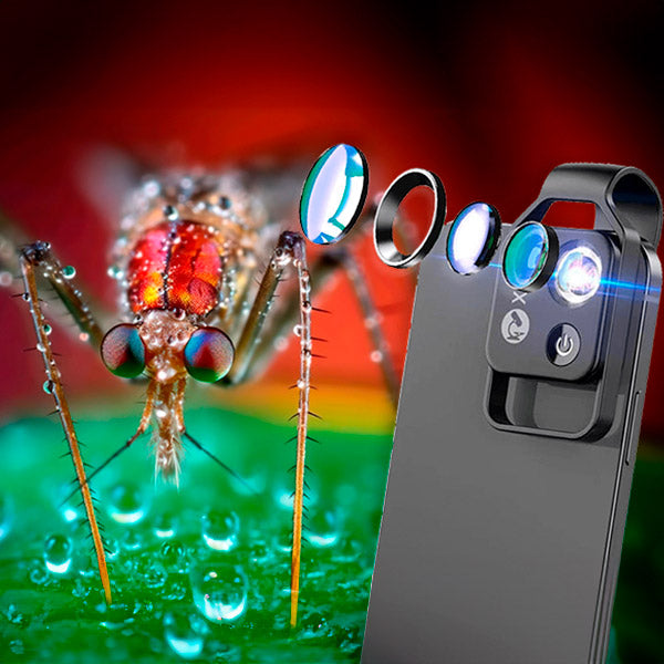 Lisslune | MicroZoom Clip-On Phone Microscope – 200x Magnification Lens with LED Light