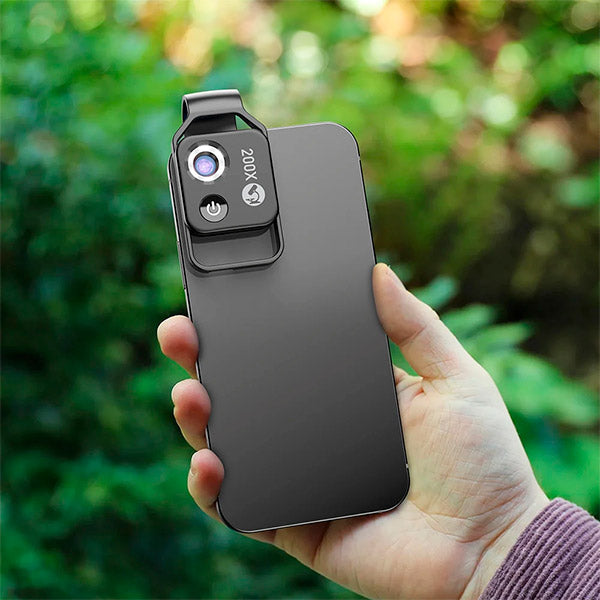 Lisslune | MicroZoom Clip-On Phone Microscope – 200x Magnification Lens with LED Light