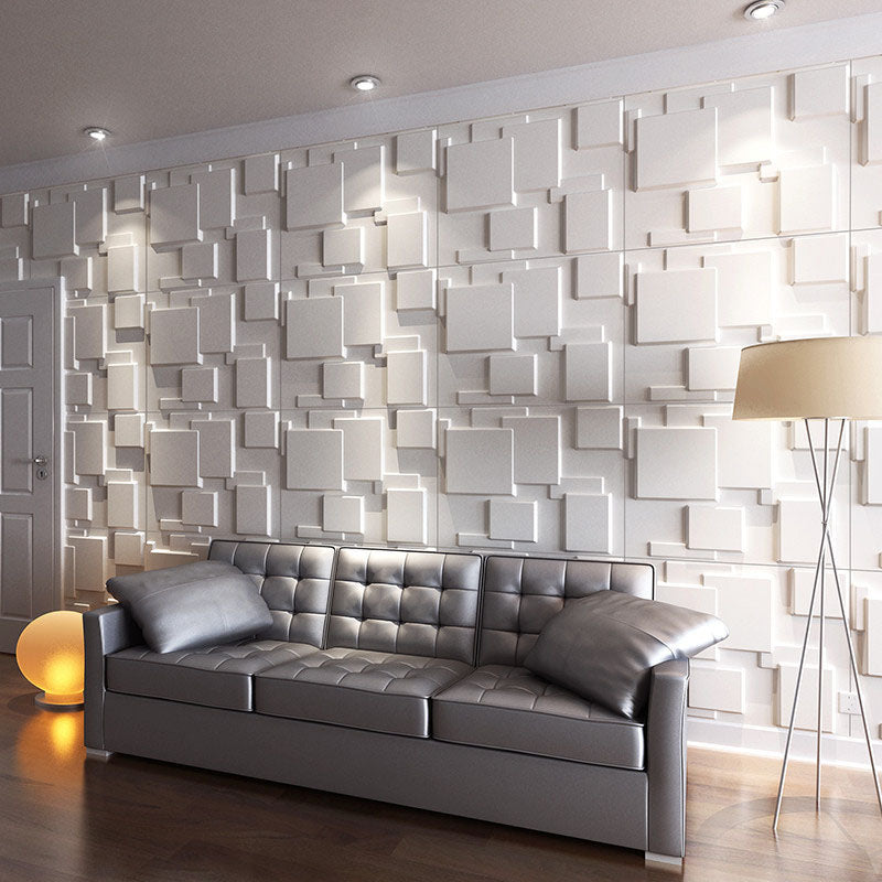 Lisslune | Square Interior Wall Cladding Peel and Stick Texture Effect Wall Cladding